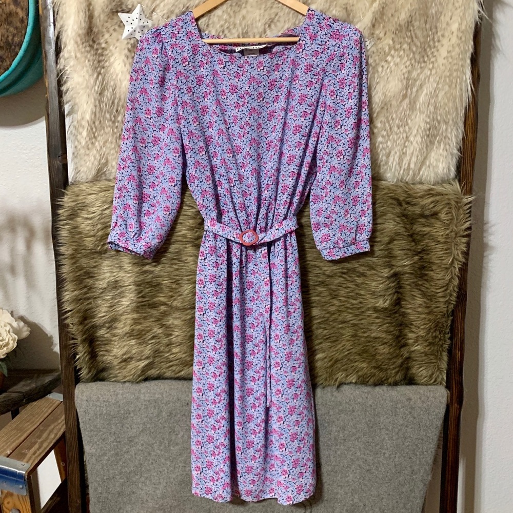 Vintage Alison Peters Floral Belted Dress